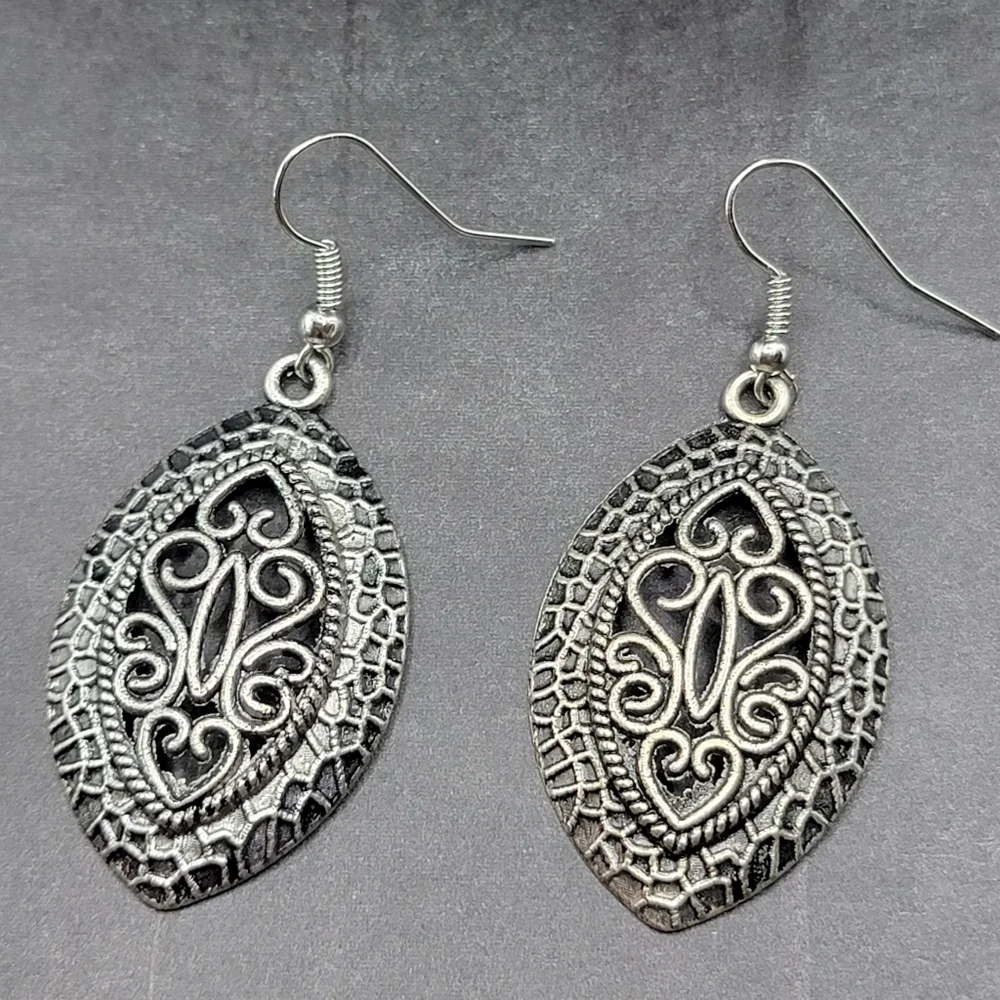 Filigree Drop Earrings Marquise